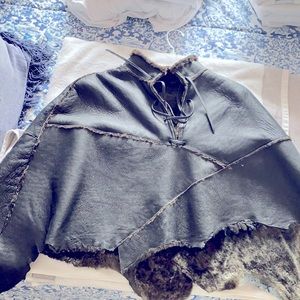 Black leather poncho